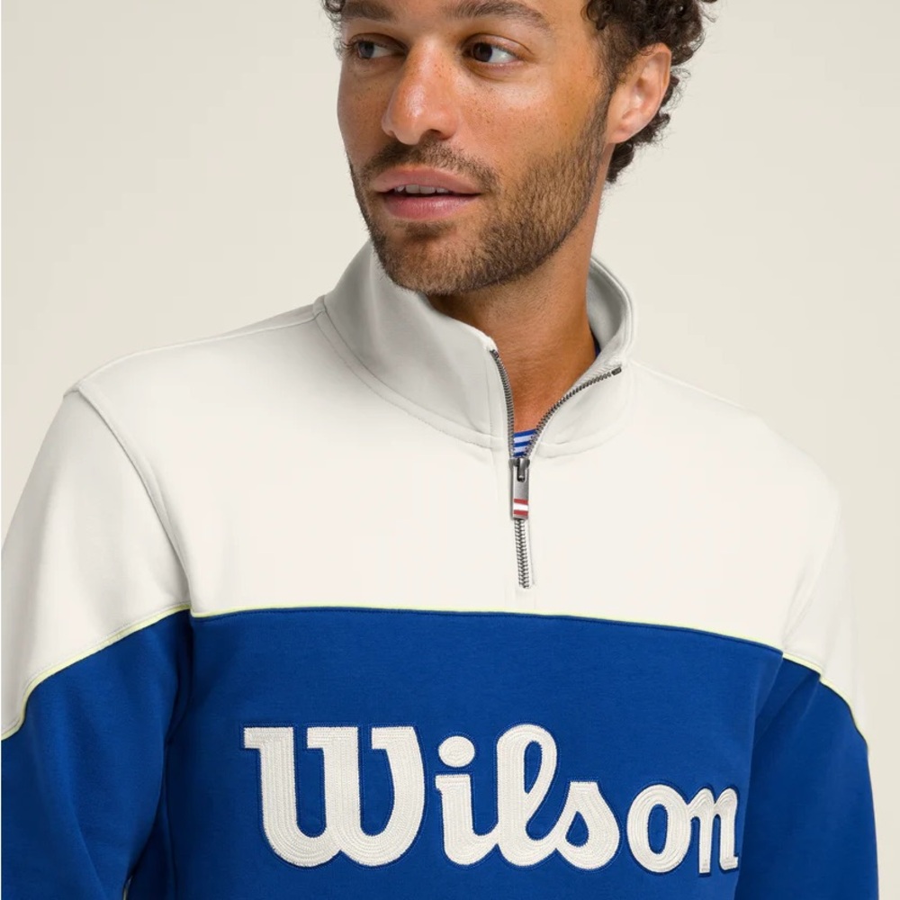 Wilson Blue and White Quarter-Zip Pullover